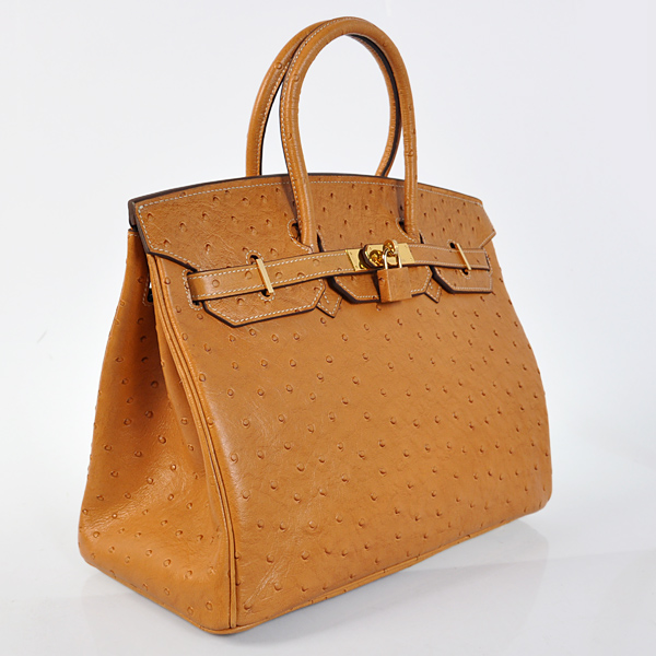 H35POSG Hermes Birkin 35CM strisce di cuoio di struzzo in Terra urlare